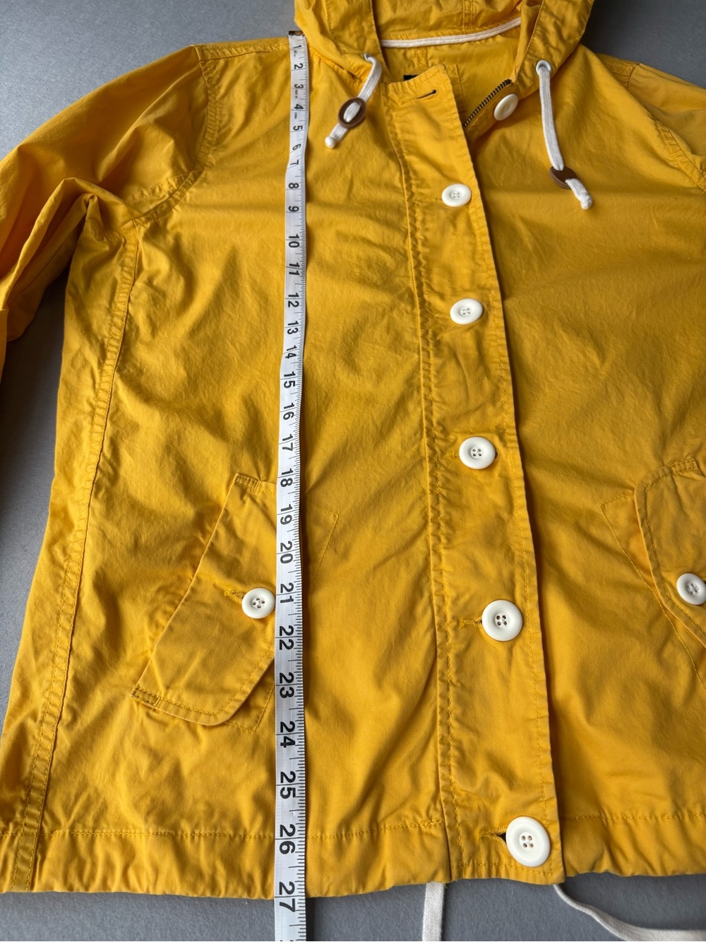 Y2K Gap Yellow Hooded Button-Up Anorak Nautical Retro Jacket Sz L 100% Cotton - Picture 9 of 10